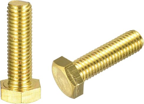uxcell Brass Hex Bolts, M5x8mm 10pcs Fully Thread Grade 4.8 Solid Brass Hexagon Head Bolt Machine Screws for Machinery in Saudi Arabia