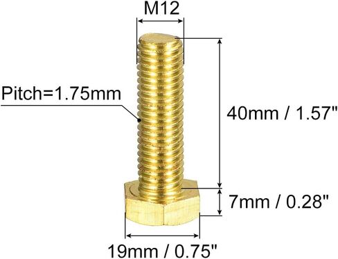 uxcell Brass Hex Bolts, M5x8mm 10pcs Fully Thread Grade 4.8 Solid Brass Hexagon Head Bolt Machine Screws for Machinery in Saudi Arabia