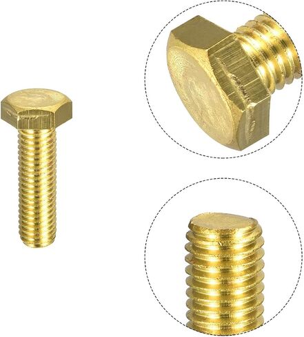 uxcell Brass Hex Bolts, M5x8mm 10pcs Fully Thread Grade 4.8 Solid Brass Hexagon Head Bolt Machine Screws for Machinery in Saudi Arabia