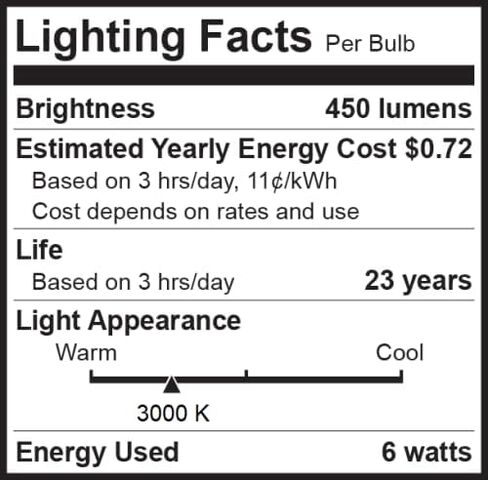 مصابيح إضاءة LED 40 وات من Bioluz 2700K أبيض دافئ 6 وات = 40 وات مصابيح A19 LED غير قابلة للتعتيم 6 عبوات in Kuwait