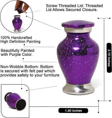 Small Cremation Urn for Human Remains Ashes for Women - Pink Glittered Keepsake Token with Velvet Carry Bag, Paper Funnel in a Beautiful Gift Box - Serenity Funeral Urn & Keepsake in Saudi Arabia