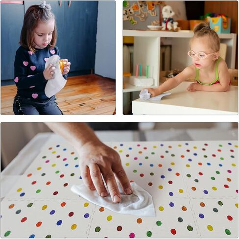 ياي ماتس بيور ياي مناديل تنظيف لجميع الأغراض لسجادات لعب الأطفال، صندوق مكون من 24 قطعة، مناديل سفر مغلفة بشكل فردي لألعاب الأطفال والكراسي العالية والمزيد - نباتي in Kuwait