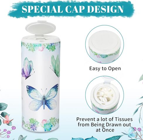 حامل مناديل السيارة مع مجموعة مناديل الوجه - 4 عبوات من علبة مناديل أسطوانية مع مناديل السيارة و8 عبوات مناديل قابلة لإعادة التعبئة، 3 طبقات 50 ورقة، مناديل سفر لحامل أكواب السيارة، واقي السيارة، المنزل in Kuwait