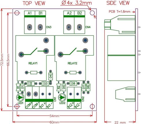 لوحة وحدة مرحل الطاقة CZH-LABS 12 فولت سلبية 2 SPST-NO 30 أمبير. in Kuwait