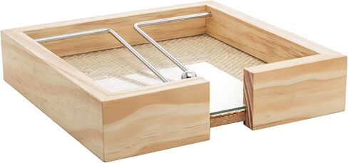 WOODART - Wooden Square Napkin Holder with Sisal Rope Adornment, Glass Base and Metal Clip - Hosting Accessory, Flat Paper Napkin Dispenser for Table, Cocktail Napkin Basket - Brazilian Pine Wood, 8" in Saudi Arabia