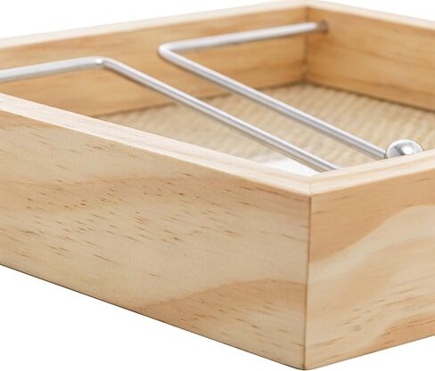 WOODART - Wooden Square Napkin Holder with Sisal Rope Adornment, Glass Base and Metal Clip - Hosting Accessory, Flat Paper Napkin Dispenser for Table, Cocktail Napkin Basket - Brazilian Pine Wood, 8" in Saudi Arabia