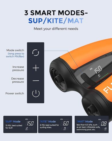 FLEXTAILGEAR Max Sup Pump Lite - 20 PSI Air Pump Inflate & Deflate, Automatic Shut Off Pump Digital Display for Paddle Boards, Kayaks, Boats, Inflatable Tents & Accessories (Non Rechargeable) in Saudi Arabia