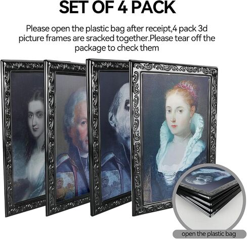 Labeol 4 Pack Halloween Decorations Indoor 3D Changing Face Scary Moving Picture Frame Creepy Haunted Wall Decoration Portrait Scary Halloween Decoration for Horror Party Castle House Home in Saudi Arabia
