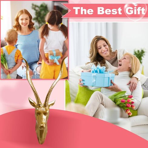 تمثال نحت جدار الظباء الكبير من Fashionoda - رؤوس حيوانات مثبتة على الحائط - ديكور غرفة الطعام الريفية والمزيد، ديكورات الظباء للمنزل - 20.5 بوصة in Saudi Arabia