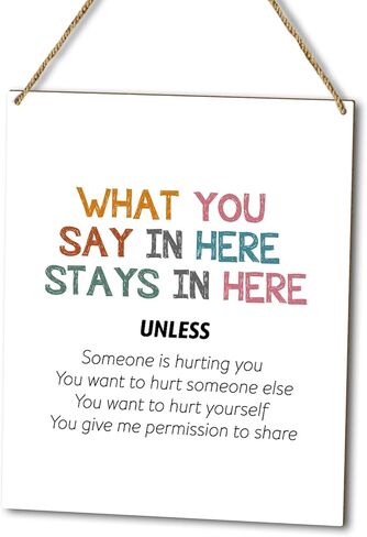 ديكور المنزل لوحة خشبية لافتة معلقة على الحائط، ما تقوله هنا يبقى هنا، استشارات علاج الصحة العقلية مكتب ديكور الباب لافتة معلقة خشبية (قطعة واحدة)، هدية فنية تحفيزية للعطلات للمدرسة -23 in Kuwait