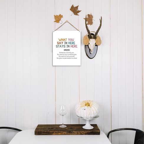 ديكور المنزل لوحة خشبية لافتة معلقة على الحائط، ما تقوله هنا يبقى هنا، استشارات علاج الصحة العقلية مكتب ديكور الباب لافتة معلقة خشبية (قطعة واحدة)، هدية فنية تحفيزية للعطلات للمدرسة -23 in Kuwait
