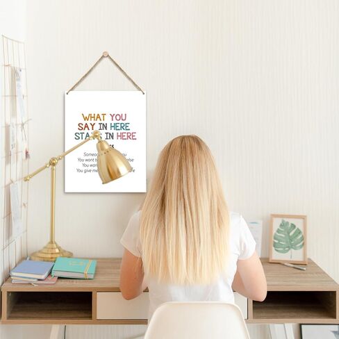 ديكور المنزل لوحة خشبية لافتة معلقة على الحائط، ما تقوله هنا يبقى هنا، استشارات علاج الصحة العقلية مكتب ديكور الباب لافتة معلقة خشبية (قطعة واحدة)، هدية فنية تحفيزية للعطلات للمدرسة -23 in Kuwait