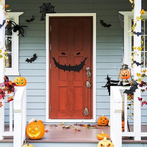 Jetec 2 Pieces Halloween Door Corner Sign Witch on Broom Spider Web Door Corner Decor Wood Halloween Door Corner Sign for Halloween Home and Party Door Right Angle Halloween Sign, Black in Saudi Arabia