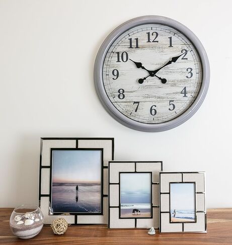 Kiera Grace Mallory Round Wall Clock, 20" x 20", Grey in Saudi Arabia