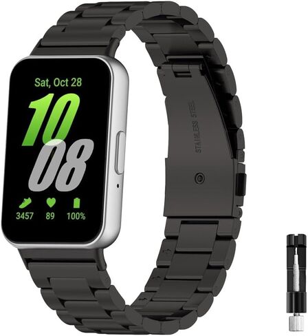 متوافق مع حزام Samsung Galaxy Fit 3 المعدني للنساء والرجال، وأشرطة بديلة معدنية صلبة من الفولاذ المقاوم للصدأ in Kuwait