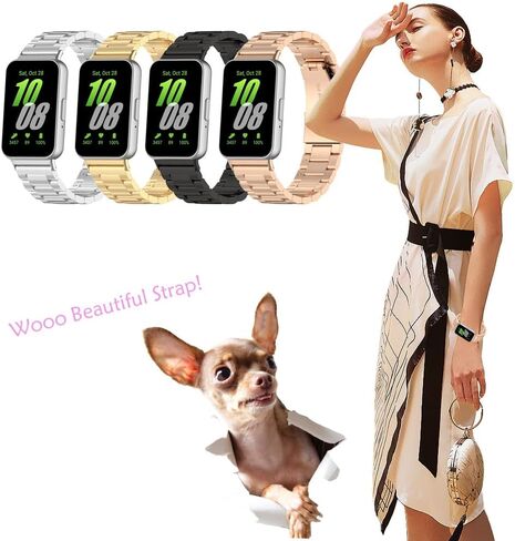 compatible with Samsung Galaxy Fit 3 Band metal for women men,Solid Stainless Steel metal replacement straps in Saudi Arabia