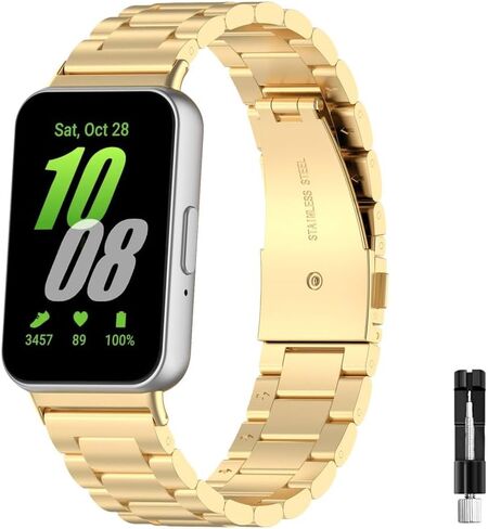 compatible with Samsung Galaxy Fit 3 Band metal for women men,Solid Stainless Steel metal replacement straps in Saudi Arabia