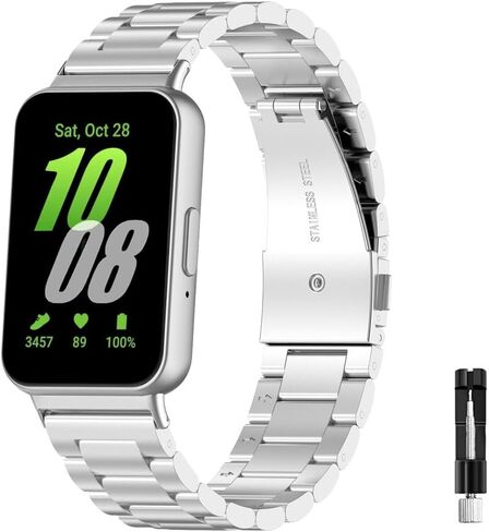 compatible with Samsung Galaxy Fit 3 Band metal for women men,Solid Stainless Steel metal replacement straps in Saudi Arabia