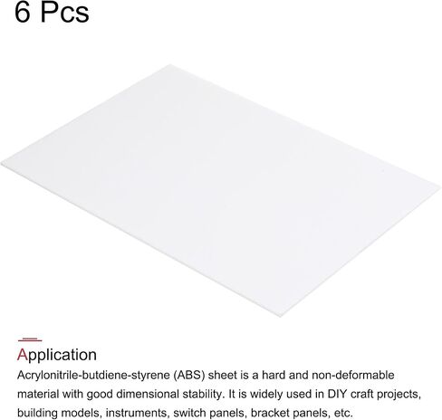MECCANIXITY ورقة بلاستيكية ABS 10 بوصة × 8 بوصة × 0.02 بوصة ABS صفائح ستايرين لبناء نموذج DIY لوحة الحرف اليدوية الأبيض 6 قطع in Saudi Arabia