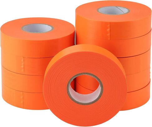 10 لفات 3280 قدم إجمالي 1 بوصة شريط أعلام برتقالي، شريط مساح علامات نيون غير لاصق، شريط أعلام عاكس متعدد الأغراض لوضع العلامات والحدود ووضع علامات على المسار، 328 قدم/لفة in Kuwait