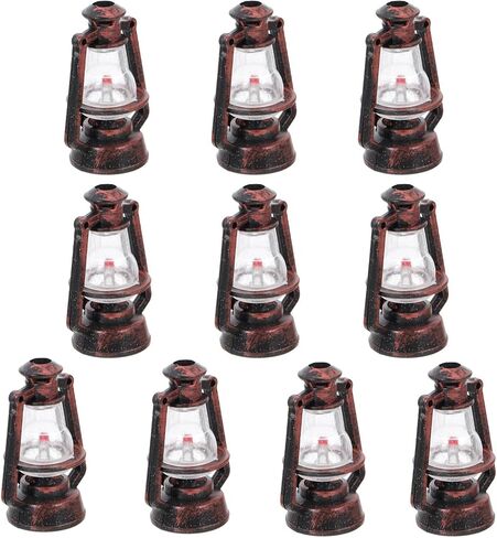 MAGICLULU 10 قطع مصباح الكيروسين الصغير أدى فانوس معلق الأعاصير الصغيرة فانوس زيت مصغر فوانيس شمعة ديكور فانوس شمعة صغير معلق فانوس الحلي مصباح جدار بلاستيكي مقاوم للرياح in Kuwait