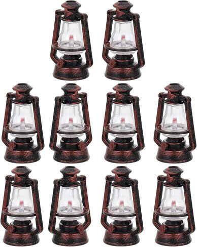 MAGICLULU 10 قطع مصباح الكيروسين الصغير أدى فانوس معلق الأعاصير الصغيرة فانوس زيت مصغر فوانيس شمعة ديكور فانوس شمعة صغير معلق فانوس الحلي مصباح جدار بلاستيكي مقاوم للرياح in Kuwait