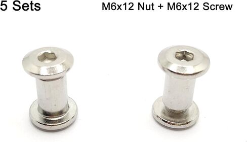 Screw Post Fit for 5/16 inch(8mm) Hole Dia, Male M6x12mm Female 12mm Hex Drive Binding Bolts for Leather Wood Furniture, Stainless Steel Silver 5 Sets in Saudi Arabia