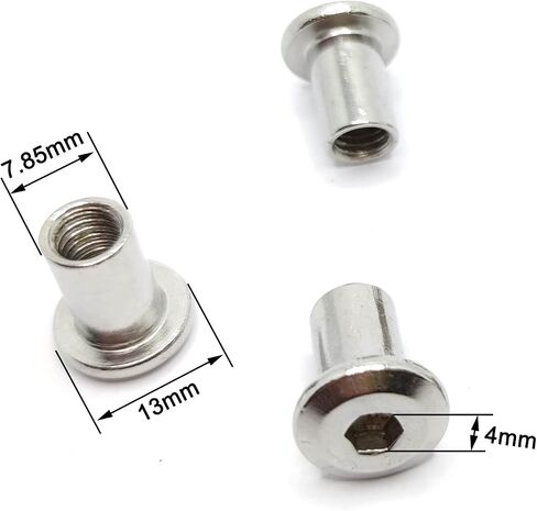 Screw Post Fit for 5/16 inch(8mm) Hole Dia, Male M6x12mm Female 12mm Hex Drive Binding Bolts for Leather Wood Furniture, Stainless Steel Silver 5 Sets in Saudi Arabia