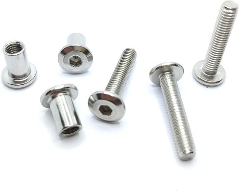 Screw Post Fit for 5/16 inch(8mm) Hole Dia, Male M6x12mm Female 12mm Hex Drive Binding Bolts for Leather Wood Furniture, Stainless Steel Silver 5 Sets in Saudi Arabia