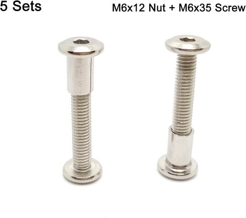 Screw Post Fit for 5/16 inch(8mm) Hole Dia, Male M6x12mm Female 12mm Hex Drive Binding Bolts for Leather Wood Furniture, Stainless Steel Silver 5 Sets in Saudi Arabia