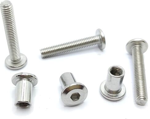 Screw Post Fit for 5/16 inch(8mm) Hole Dia, Male M6x12mm Female 12mm Hex Drive Binding Bolts for Leather Wood Furniture, Stainless Steel Silver 5 Sets in Saudi Arabia