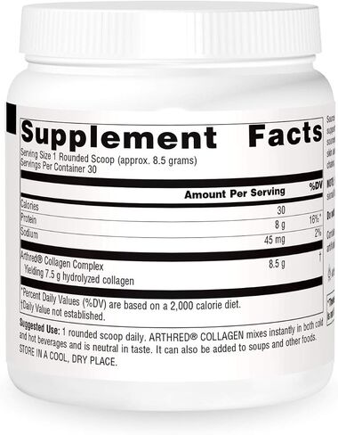 Source Naturals Arthred Collagen Protein Powder - Unflavored Quick Dissolve Hydrolyzed Peptides - Anti Aging Support For Bone, Joint & Skin Health - 9 oz (30 Servings) in Saudi Arabia