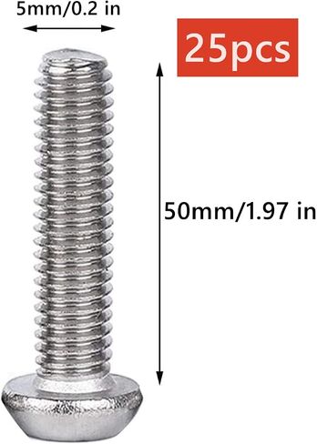 Stainless Steel Button Head Screws Torx Machine Screws M5 Sheet Metal Screws Security Silver Screws Anti-Theft Tamper Proof. (M5*50mm * 25pcs) in Kuwait