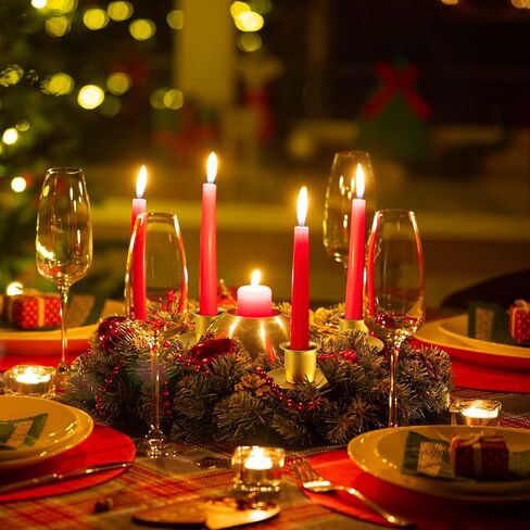 6 Pcs 8.3 inch Christmas Advent Wreath Ring Advent Ring Candle Holder Gold Candle Wreaths Rings Metal Wrought Iron Candlestick Taper Metal Candle Holder for Christmas Advent Home Table Decorations in Saudi Arabia