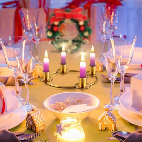 6 Pcs 8.3 inch Christmas Advent Wreath Ring Advent Ring Candle Holder Gold Candle Wreaths Rings Metal Wrought Iron Candlestick Taper Metal Candle Holder for Christmas Advent Home Table Decorations in Saudi Arabia