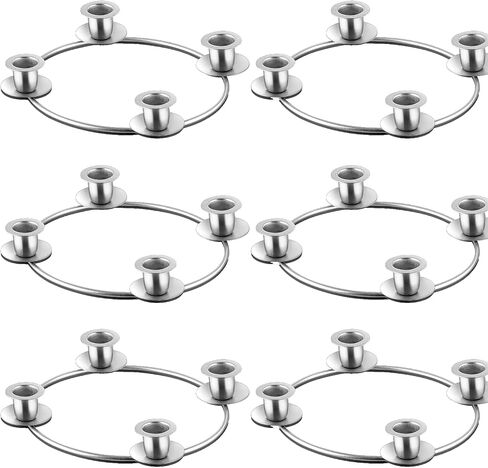 6 Pcs 8.3 inch Christmas Advent Wreath Ring Advent Ring Candle Holder Gold Candle Wreaths Rings Metal Wrought Iron Candlestick Taper Metal Candle Holder for Christmas Advent Home Table Decorations in Saudi Arabia