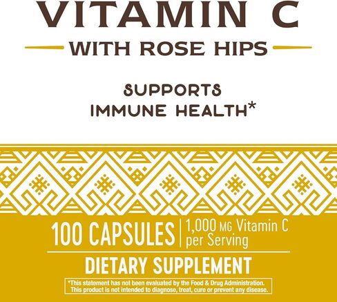 Nature's Way Vitamin C with Rose Hips - Powerful Antioxidant Protection* - Supports Immune Function* - Strengthens Collagen for Healthy Skin* - Gluten Free - 100 Capsules (Pack of 2) in Saudi Arabia