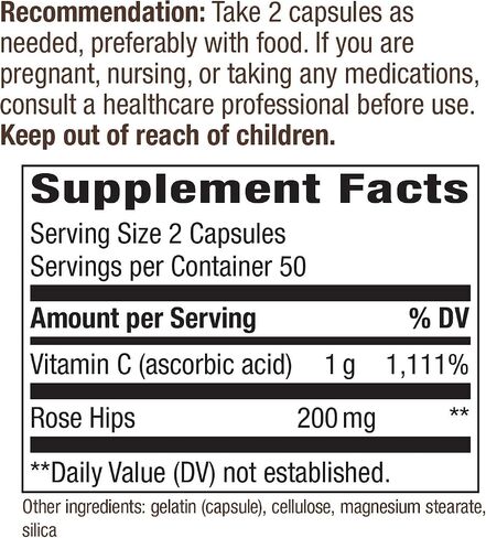 Nature's Way Vitamin C with Rose Hips - Powerful Antioxidant Protection* - Supports Immune Function* - Strengthens Collagen for Healthy Skin* - Gluten Free - 100 Capsules (Pack of 2) in Saudi Arabia