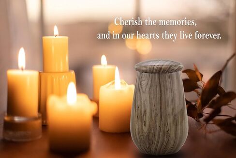 Keepsake Urn | Wooden Grain Finish Keepsake Cremation Urn for Ashes | Metal Sharing Urn for Human or Pets Ashes | Mini Memorial Urn with Velvet Bag (Silver Teak) in Saudi Arabia