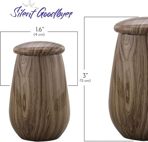 Keepsake Urn | Wooden Grain Finish Keepsake Cremation Urn for Ashes | Metal Sharing Urn for Human or Pets Ashes | Mini Memorial Urn with Velvet Bag (Silver Teak) in Saudi Arabia