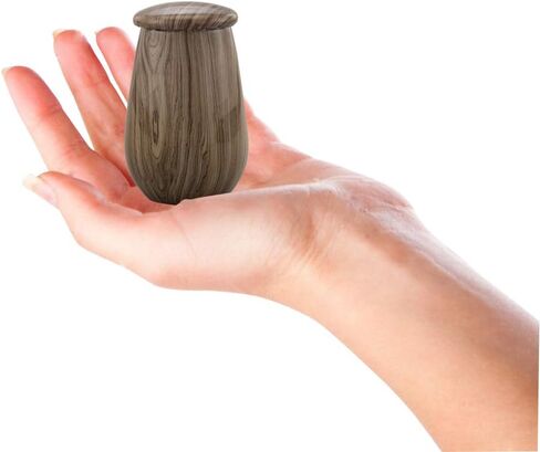 Keepsake Urn | Wooden Grain Finish Keepsake Cremation Urn for Ashes | Metal Sharing Urn for Human or Pets Ashes | Mini Memorial Urn with Velvet Bag (Silver Teak) in Saudi Arabia