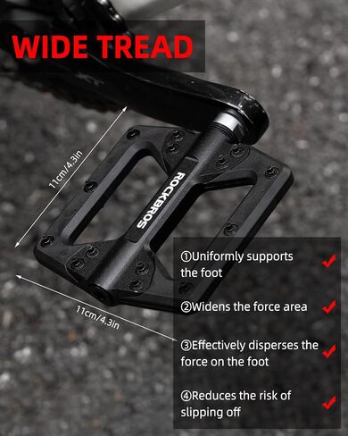 ROCKBROS Mountain Bike Pedals Flat MTB Pedals Non-Slip Lightweight Nylon Fiber Bicycle Platform Pedals for BMX MTB 9/16" in Saudi Arabia