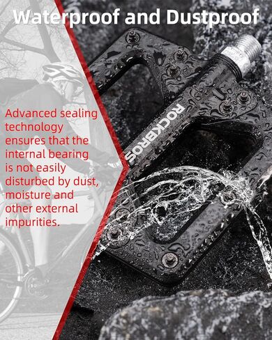 ROCKBROS Mountain Bike Pedals Flat MTB Pedals Non-Slip Lightweight Nylon Fiber Bicycle Platform Pedals for BMX MTB 9/16" in Saudi Arabia