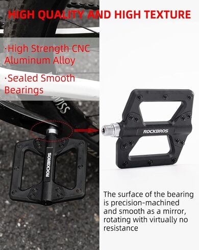 ROCKBROS Mountain Bike Pedals Flat MTB Pedals Non-Slip Lightweight Nylon Fiber Bicycle Platform Pedals for BMX MTB 9/16" in Saudi Arabia