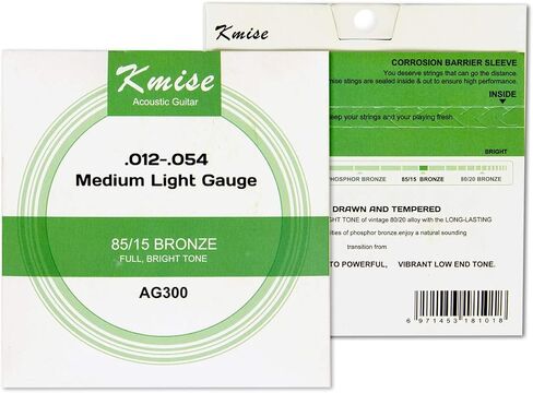 4 Sets Kmise Acoustic Guitar String Phosphor Bronze Medium Light Gauge 0.012-0.054 inch AG300 in Saudi Arabia