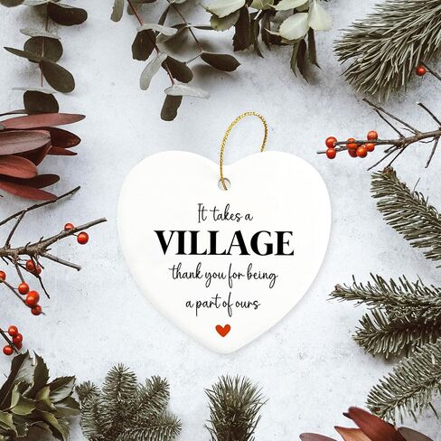 Appreciation Gifts It Takes A Village Thank You for being A Part of Ours, Ceramic Heart Christmas Ornament Appreciation Meaningful Gifts for Coworkers Employee Bosses Teacher in Kuwait