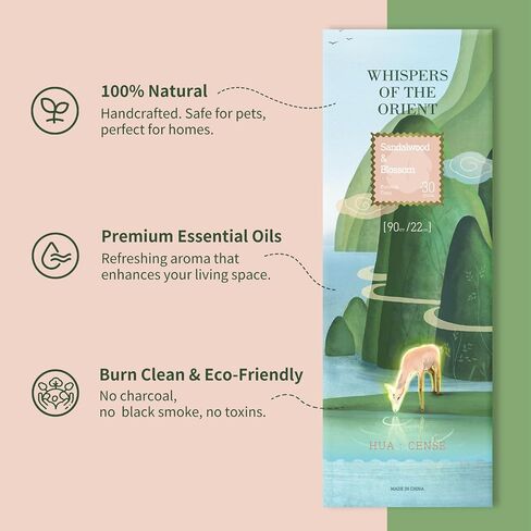 HuaCense Oud Floral Incense Sticks - 90 Sticks - Natural Serene Incense Smokeless Insence-Sticks Slow Burn for Meditation Spiritual Practices - Serene Seaside in Saudi Arabia
