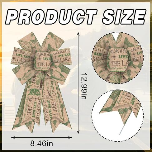 2PCS Golf Bow for Wreath, Sport Golf Balls Bow for Front Door, Burlap Green Golf Balls & Tee Wreath Bow for Sport Team Decoration Party Supplies Indoor Outdoor Wall Ornament Tree Topper in Saudi Arabia