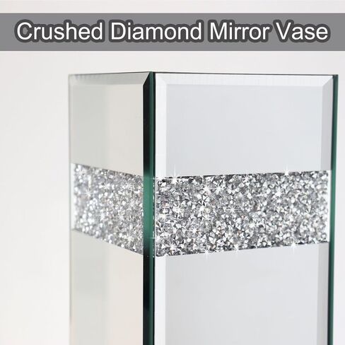 Crushed Diamond Mirrored Vase Pack of 3 Pieces Small Middle Large. Crystal Silver Mirror Glass Stunning Decorative Flower Vase Luxury for Home Decor. Can’t Hold Water. in Saudi Arabia