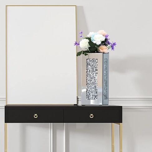 Crushed Diamond Mirrored Vase Pack of 3 Pieces Small Middle Large. Crystal Silver Mirror Glass Stunning Decorative Flower Vase Luxury for Home Decor. Can’t Hold Water. in Saudi Arabia